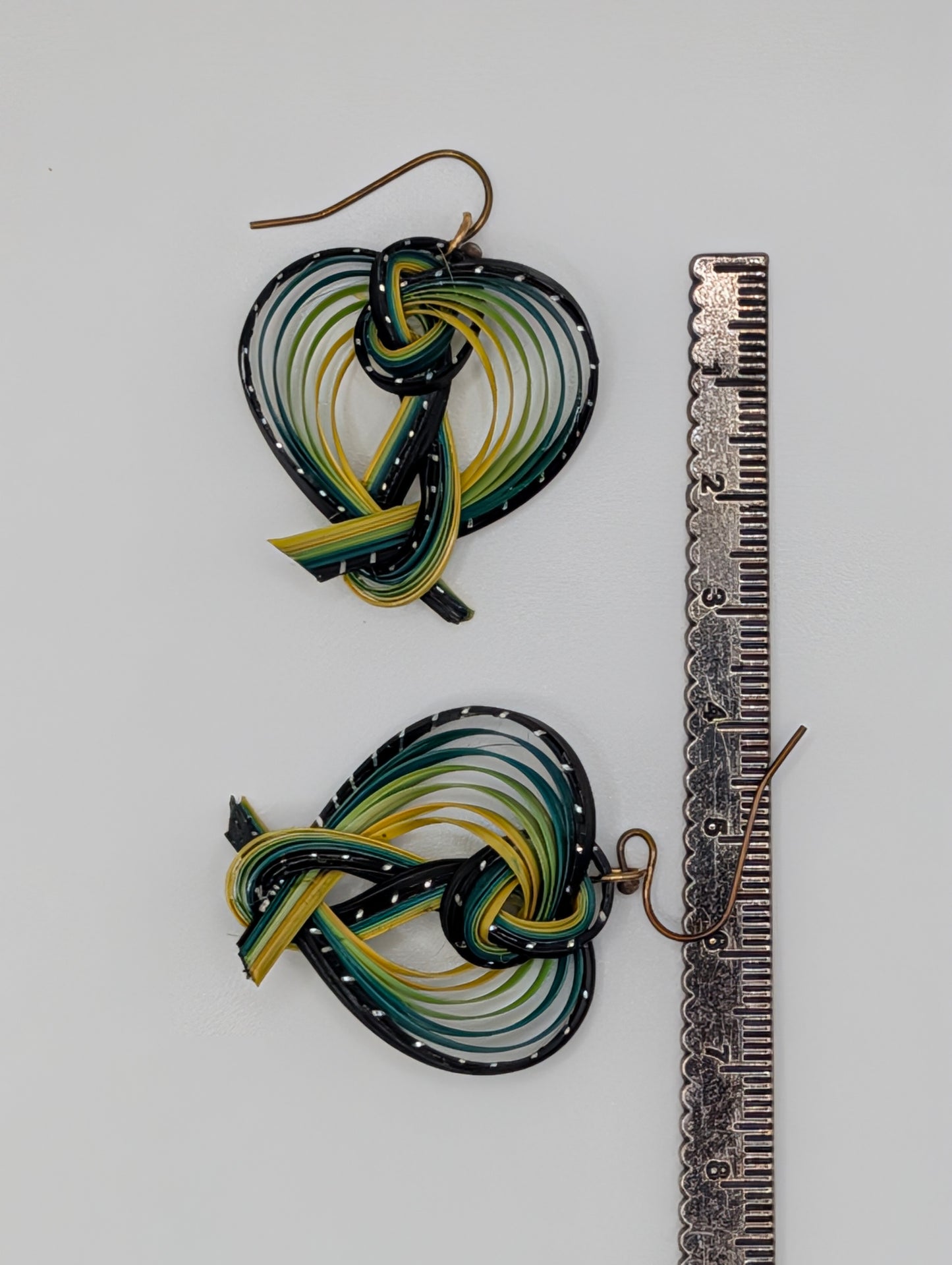 Green Spiral Bamboo Earrings