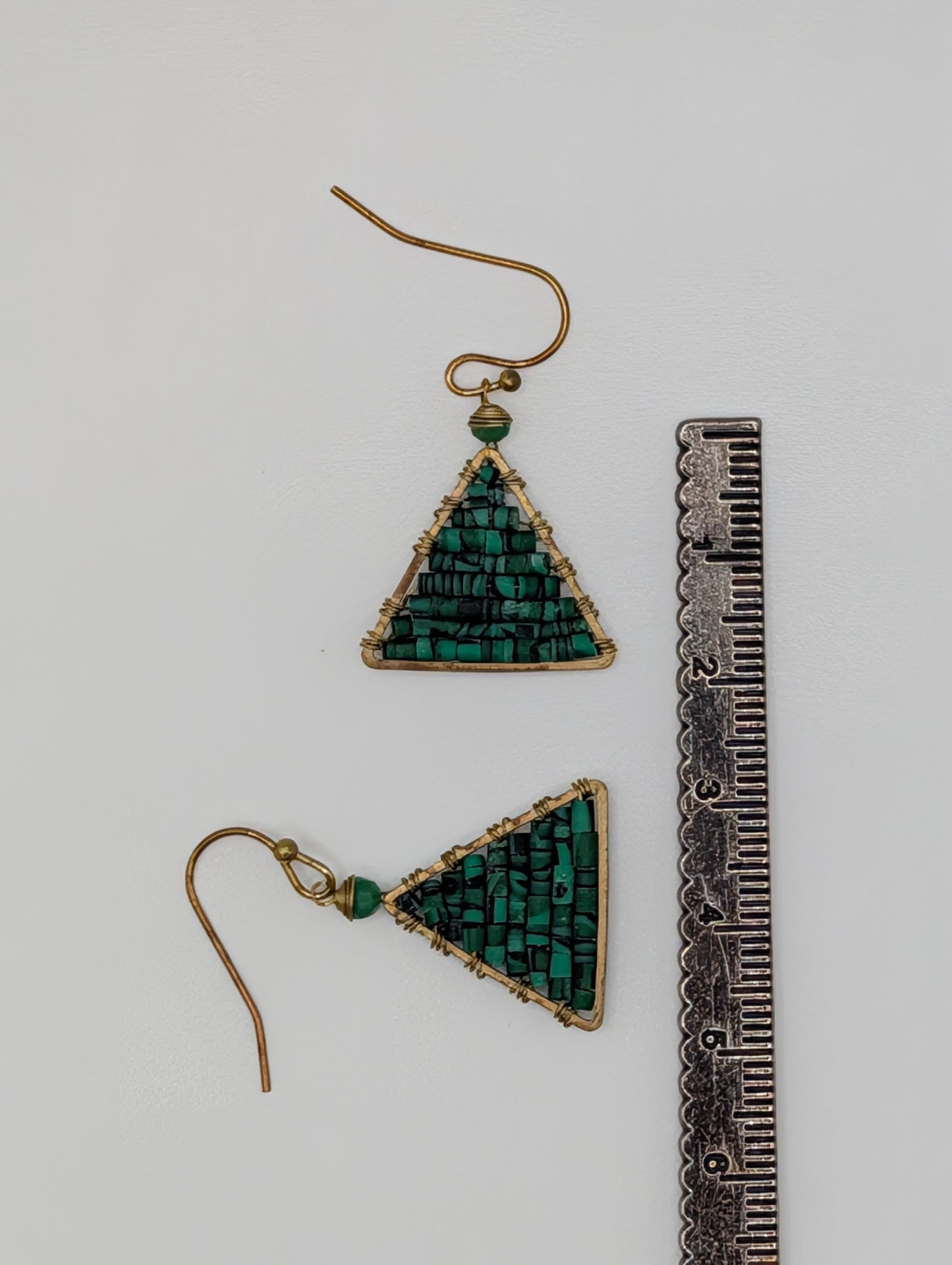 Green Nepal Beads & Brass Earrings