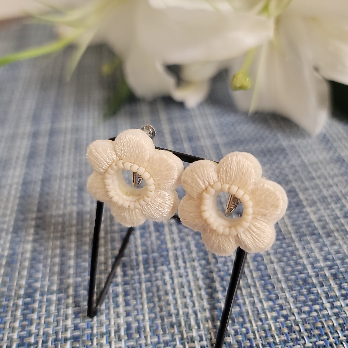 White Clip-on Earrings