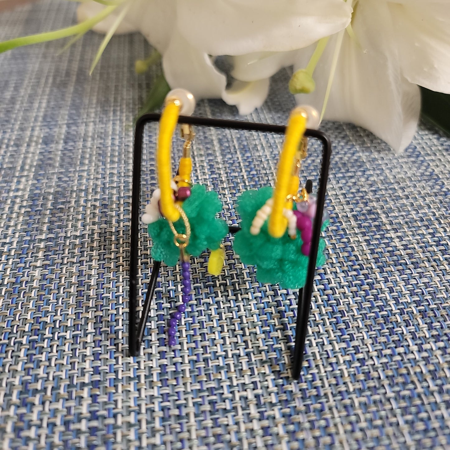 Green Clip-on Earrings