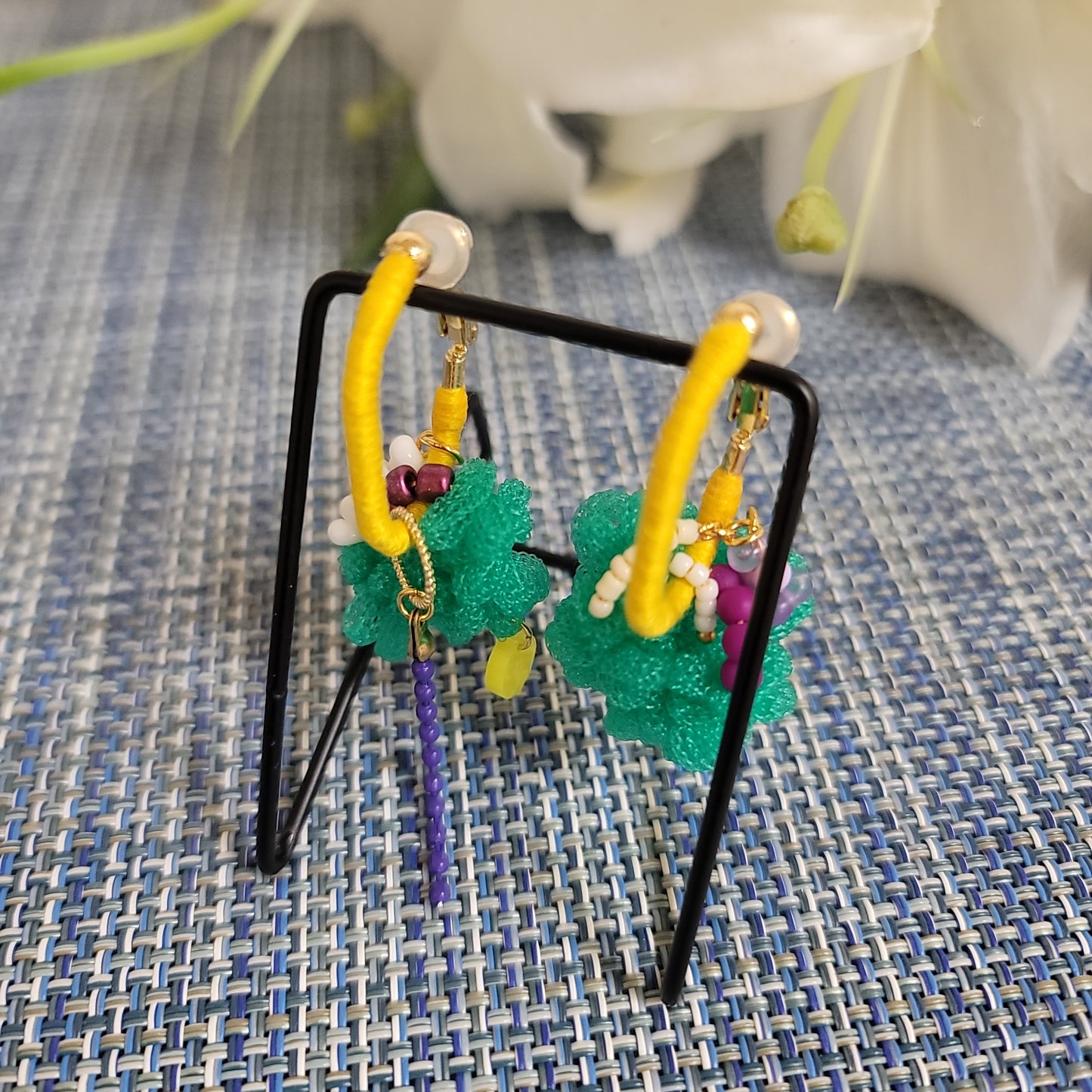 Green Clip-on Earrings