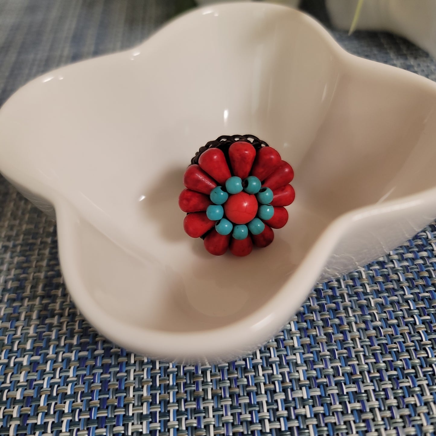 Handmade Floral Bead Rings – One of a Kind