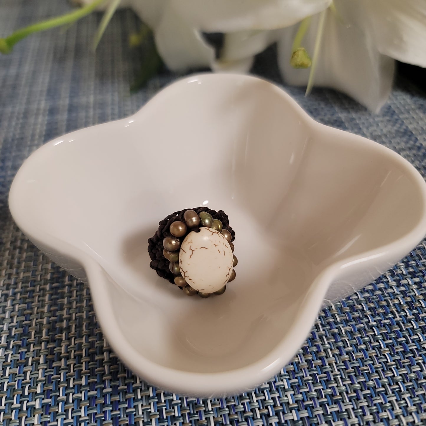 Handmade Floral Bead Rings – One of a Kind