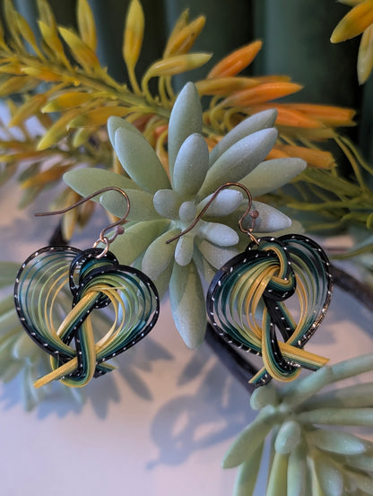 Green Spiral Garden Earrings