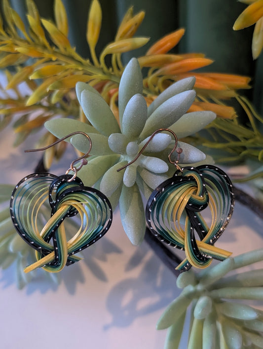 Green Spiral Garden Earrings