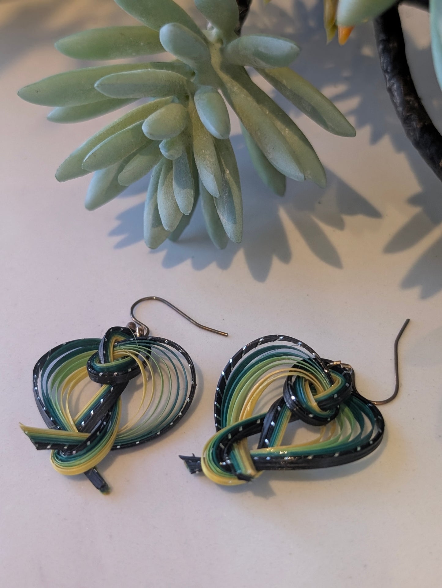 Green Spiral Garden Earrings