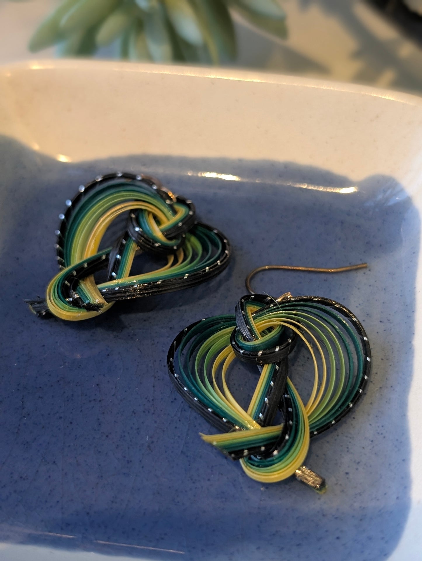 Green Spiral Garden Earrings