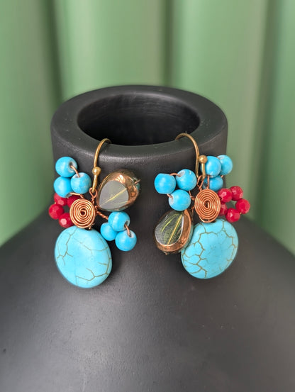 Turquoise Blossom Handmade Earrings