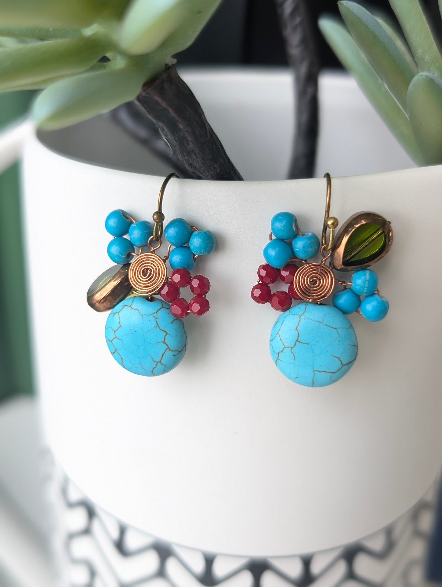 Turquoise Blossom Handmade Earrings