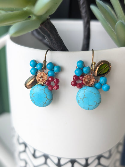 Turquoise Blossom Handmade Earrings