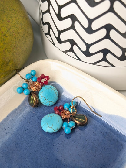 Turquoise Blossom Handmade Earrings