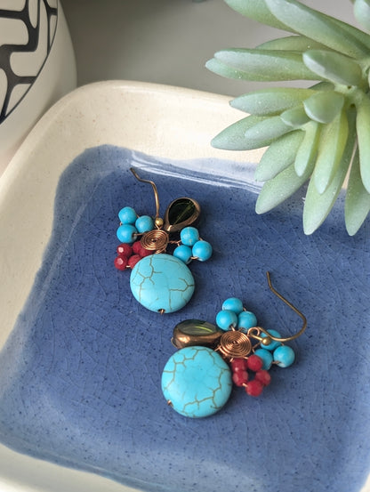 Turquoise Blossom Handmade Earrings