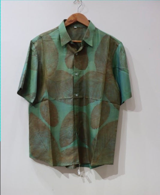 Premium Mulberry Silk Shirt – Natural Dye Botanical Print