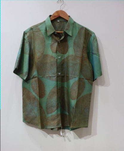 Premium Mulberry Silk Shirt – Natural Dye Botanical Print