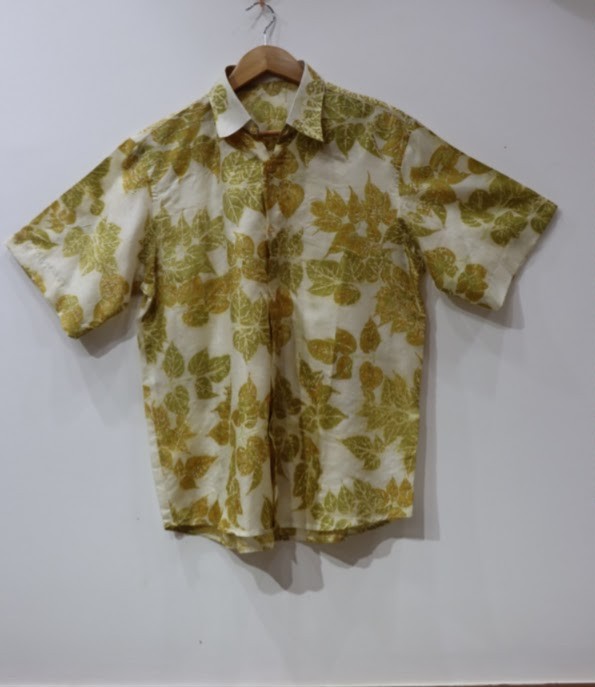 Premium Mulberry Silk Shirt – Natural Dye Botanical Print