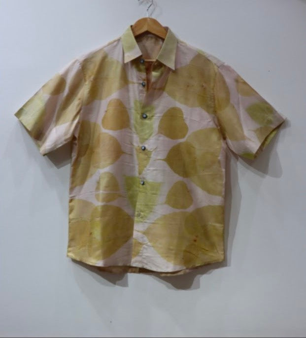 Premium Mulberry Silk Shirt – Natural Dye Botanical Print