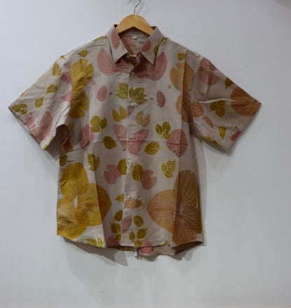 Premium Mulberry Silk Shirt – Natural Dye Botanical Print