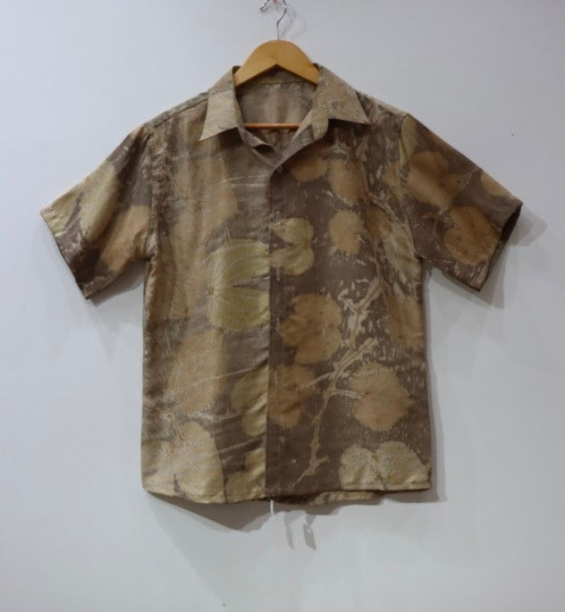 Premium Mulberry Silk Shirt – Natural Dye Botanical Print