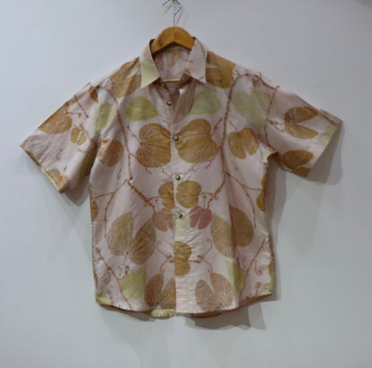 Premium Mulberry Silk Shirt – Natural Dye Botanical Print