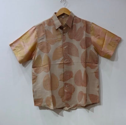 Premium Mulberry Silk Shirt – Natural Dye Botanical Print