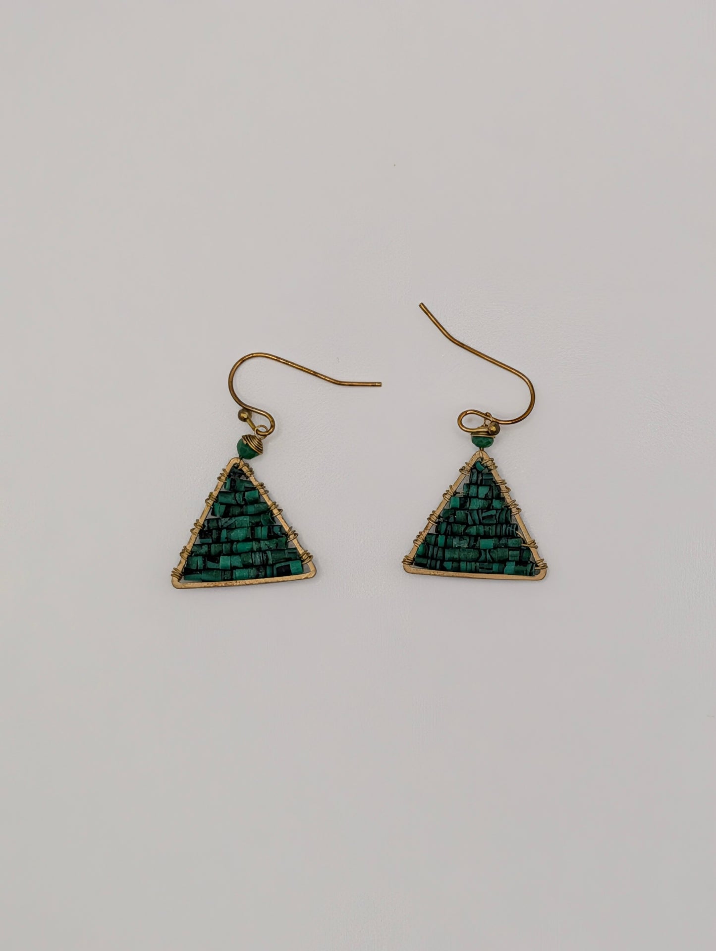 Green Nepal Beads & Brass Earrings
