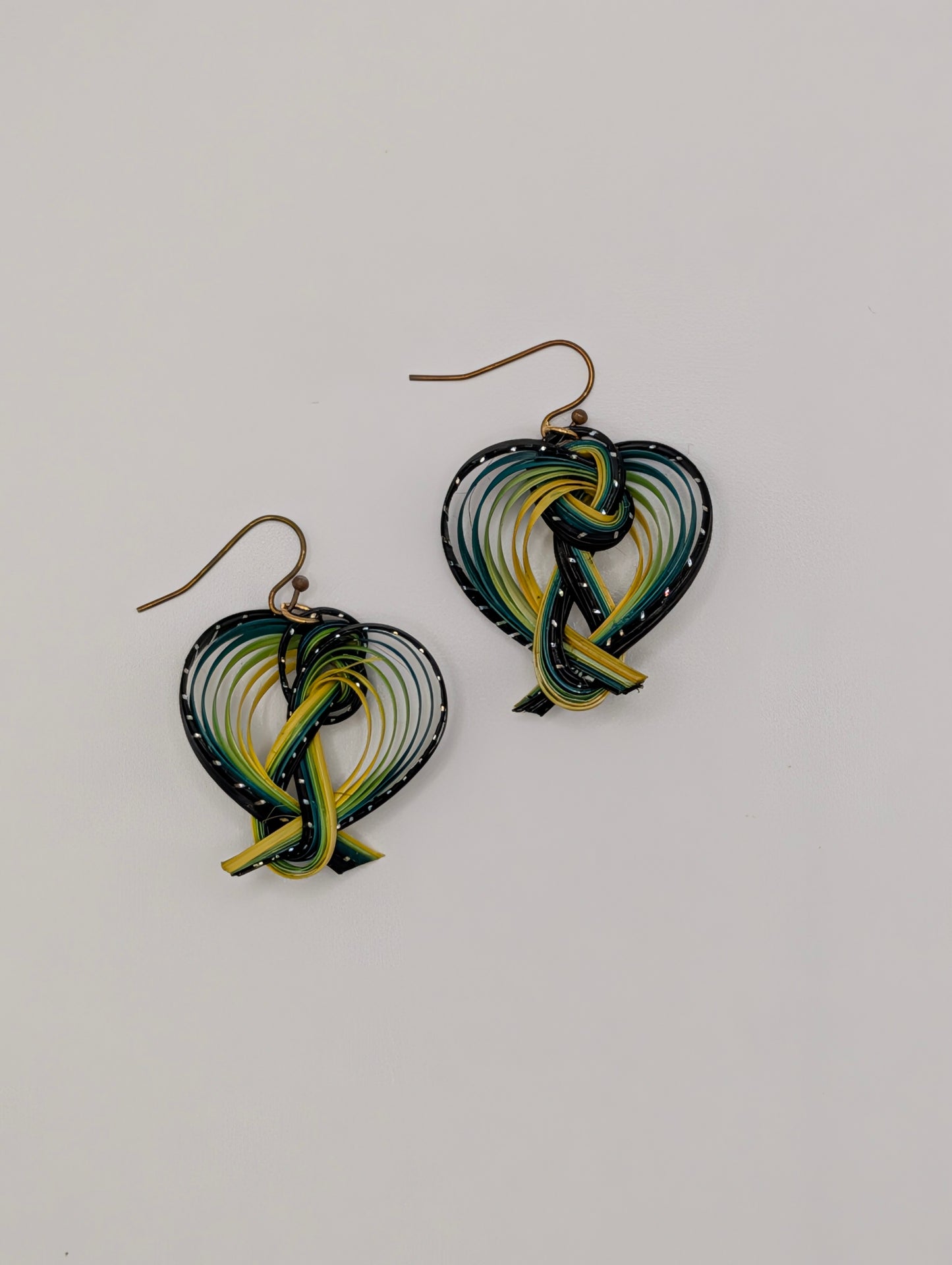 Green Spiral Bamboo Earrings