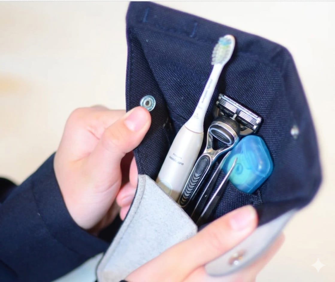 Navy/Mix Gray Wood Base Standing Case