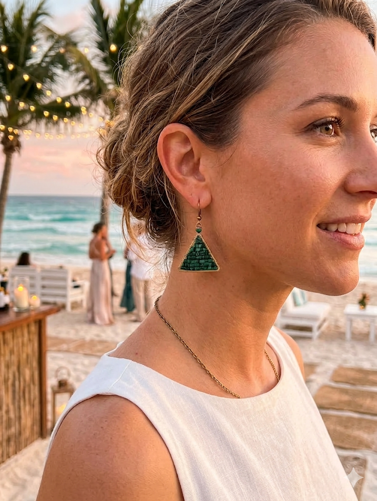 Green Nepal Beads & Brass Earrings
