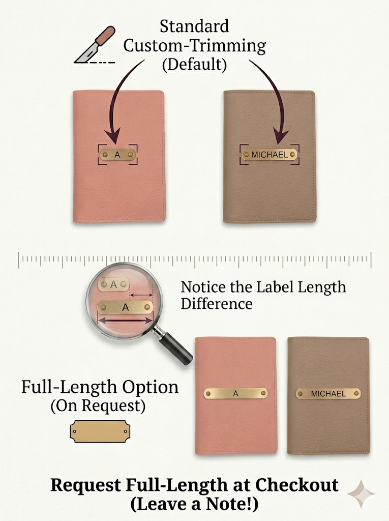 Custom vegan leather passport holder – front view minimalist design
