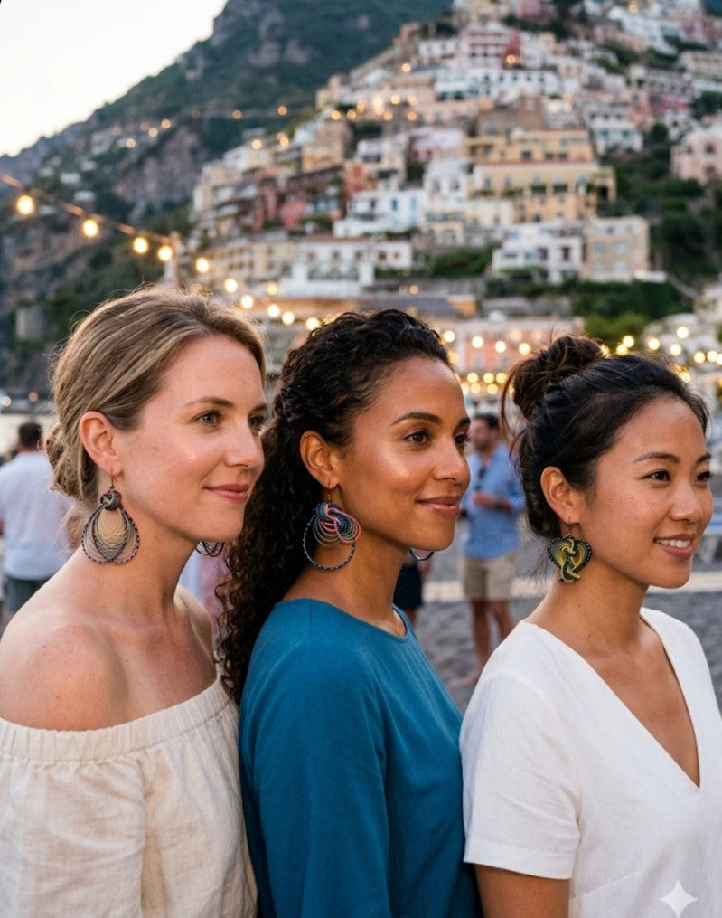 Green Spiral Bamboo Earrings